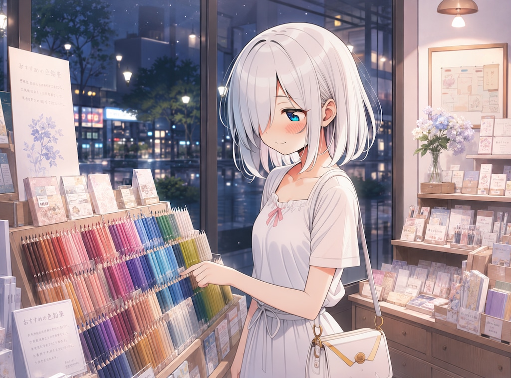 色鉛筆を買うれんちゃん