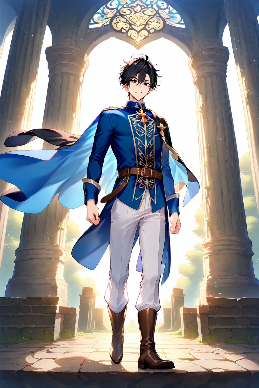幻想的な古代遺跡の前、大柄な男性魔導士1-1-2-4-1-1-2 | の人気AIイラスト・グラビア
