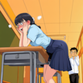 廊下の机（教卓）で角オナに耽ってしまう委員長 11枚目