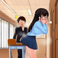 廊下の机（教卓）で角オナに耽ってしまう委員長 12枚目