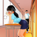 廊下の机（教卓）で角オナに耽ってしまう委員長 4枚目