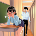 廊下の机（教卓）で角オナに耽ってしまう委員長 2枚目