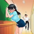 廊下の机（教卓）で角オナに耽ってしまう委員長 10枚目
