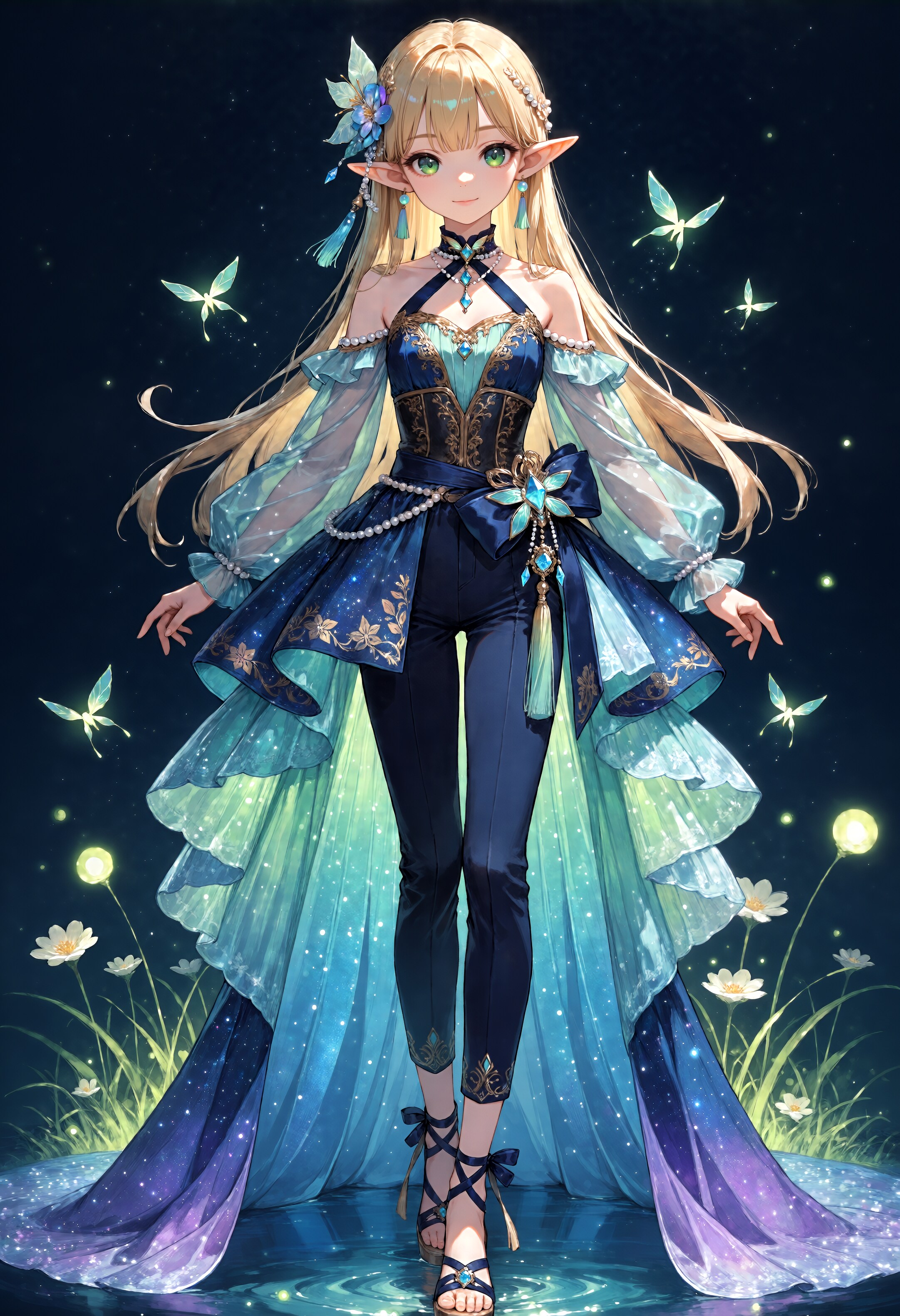 蛍ドレスなエルフ魔女さん