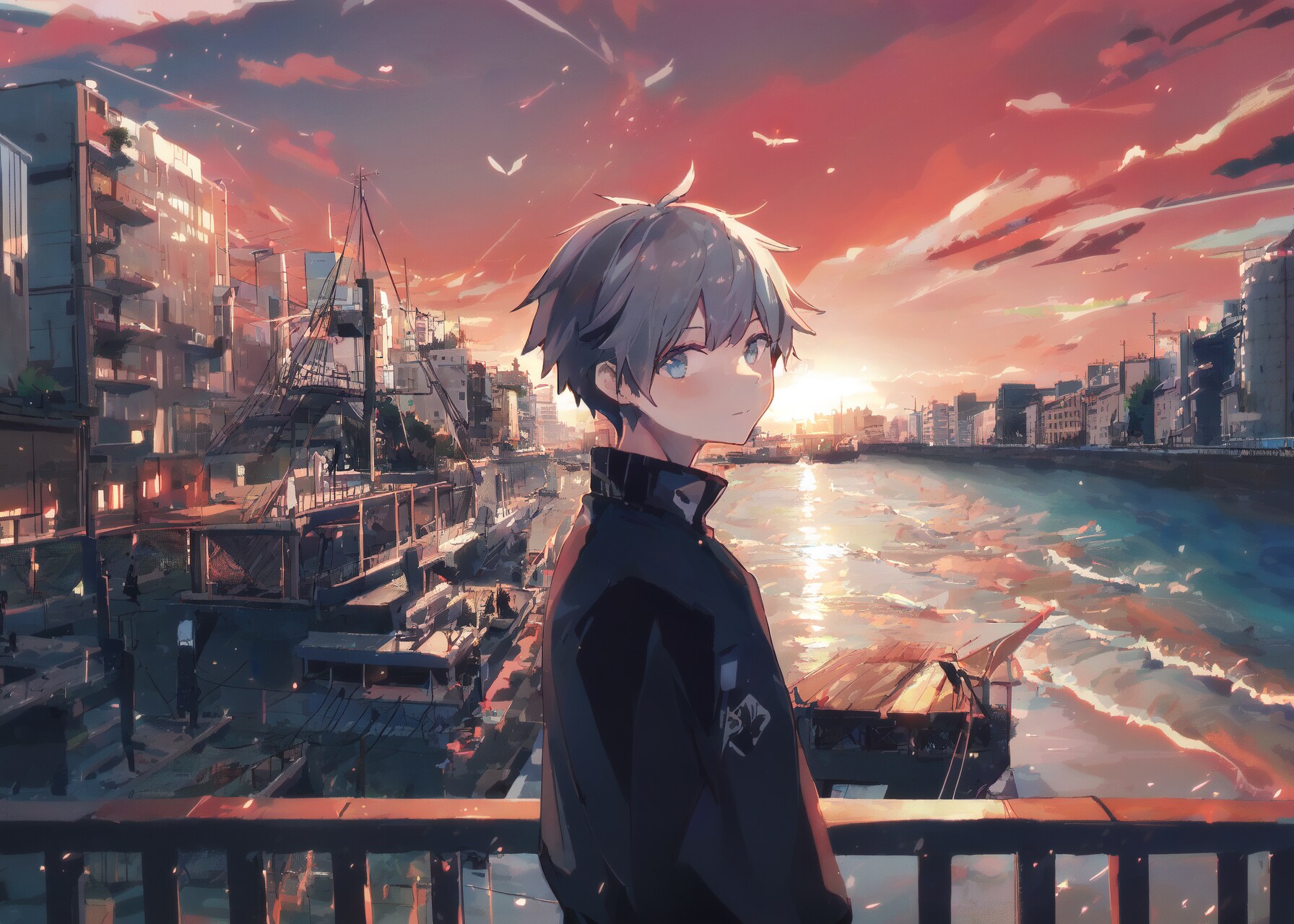 夕暮れの運河
