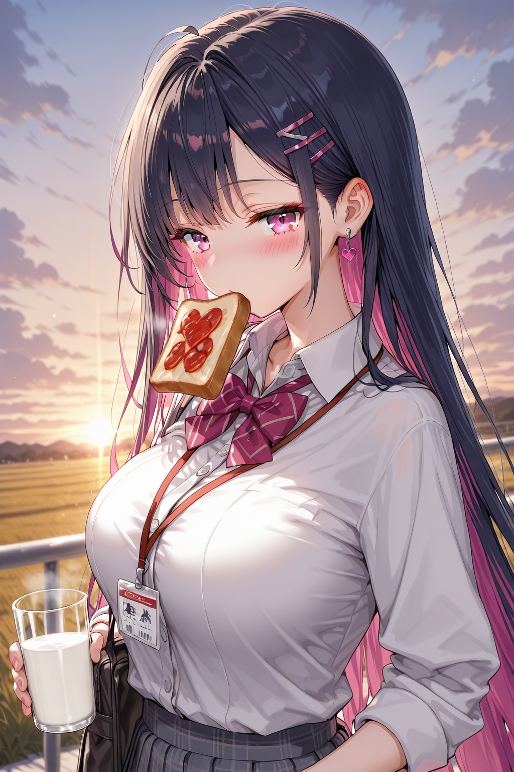 夕暮れ時にトーストと牛乳 | の人気AIイラスト・グラビア