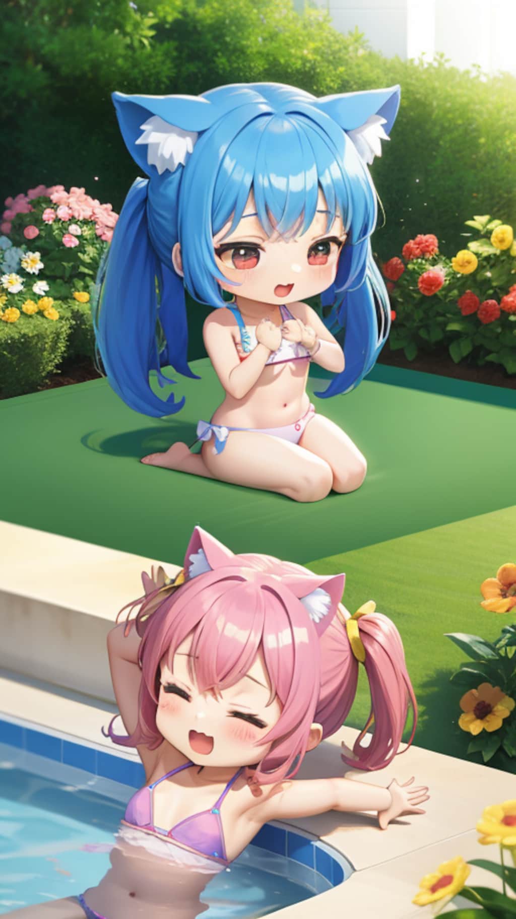 水浴びって気持ち良いにゃ。