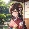 お着物で新年のご挨拶をするなごみちゃん👘🎍🌅 2枚目