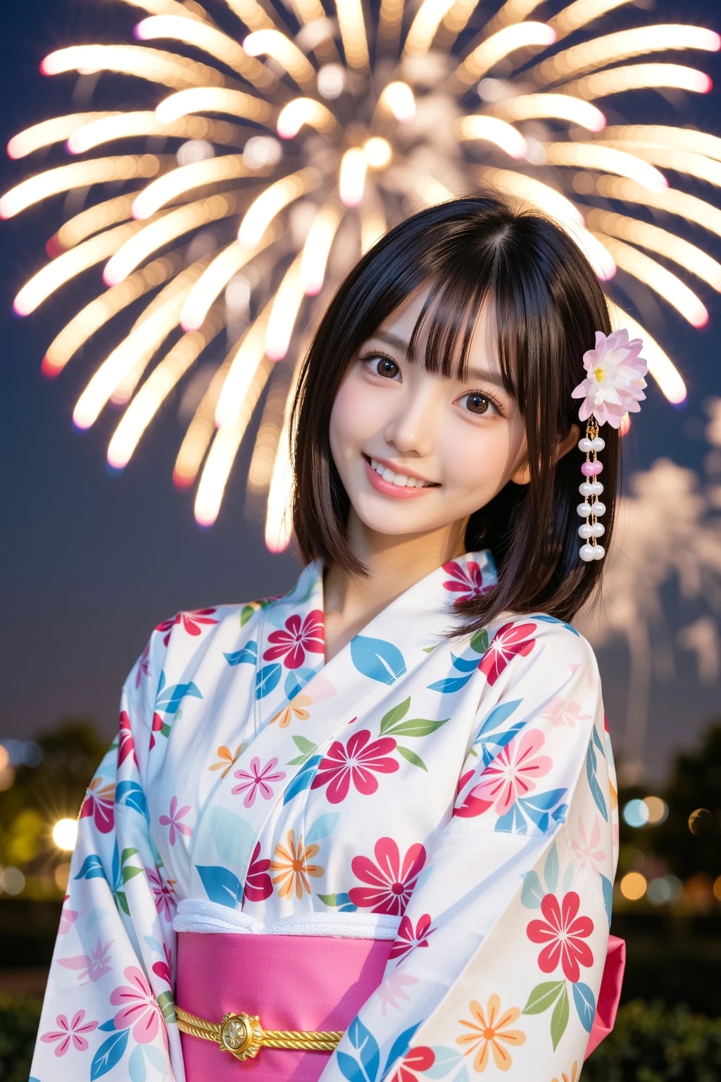 浴衣と花火