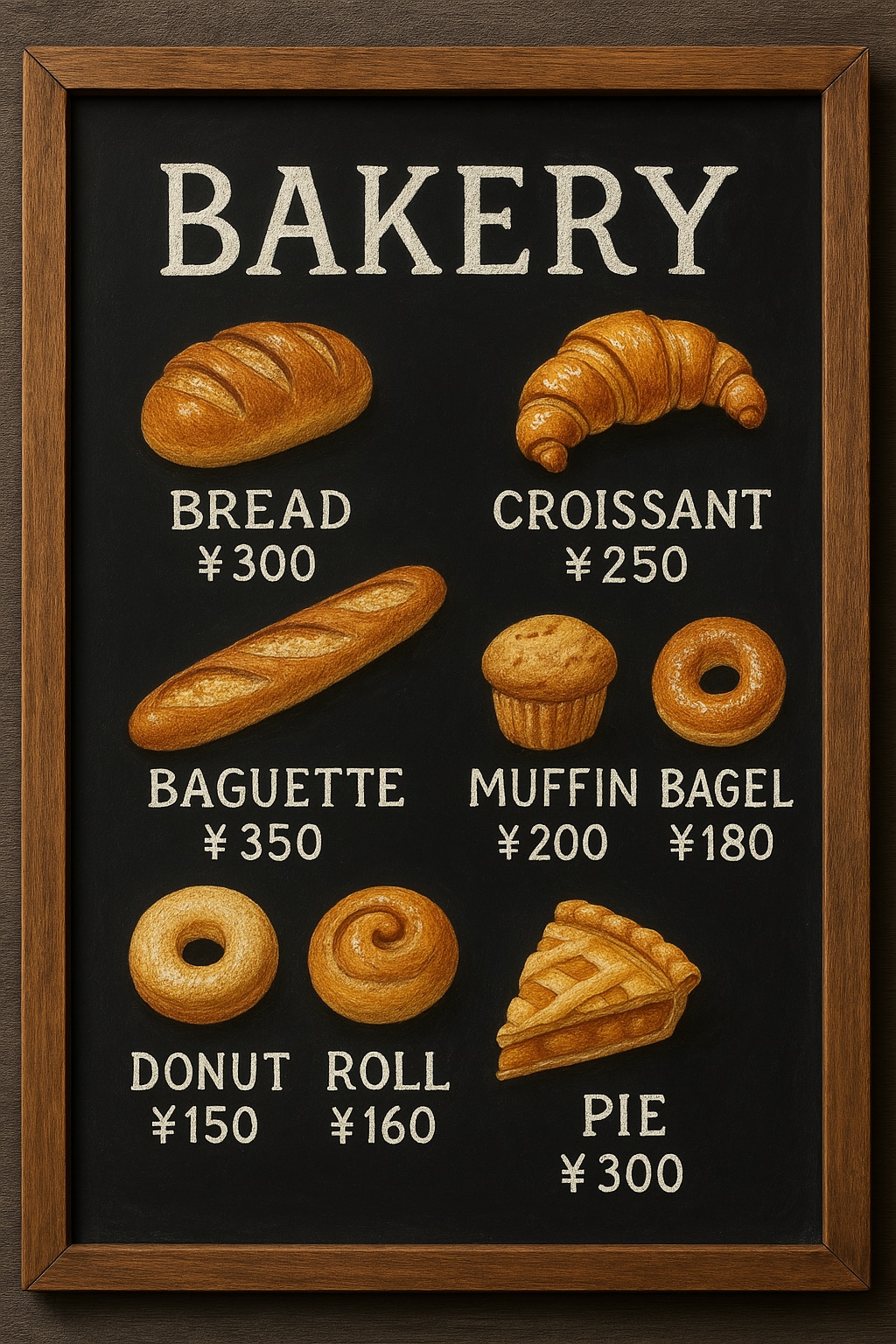 パン屋さんの黒板メニューボード