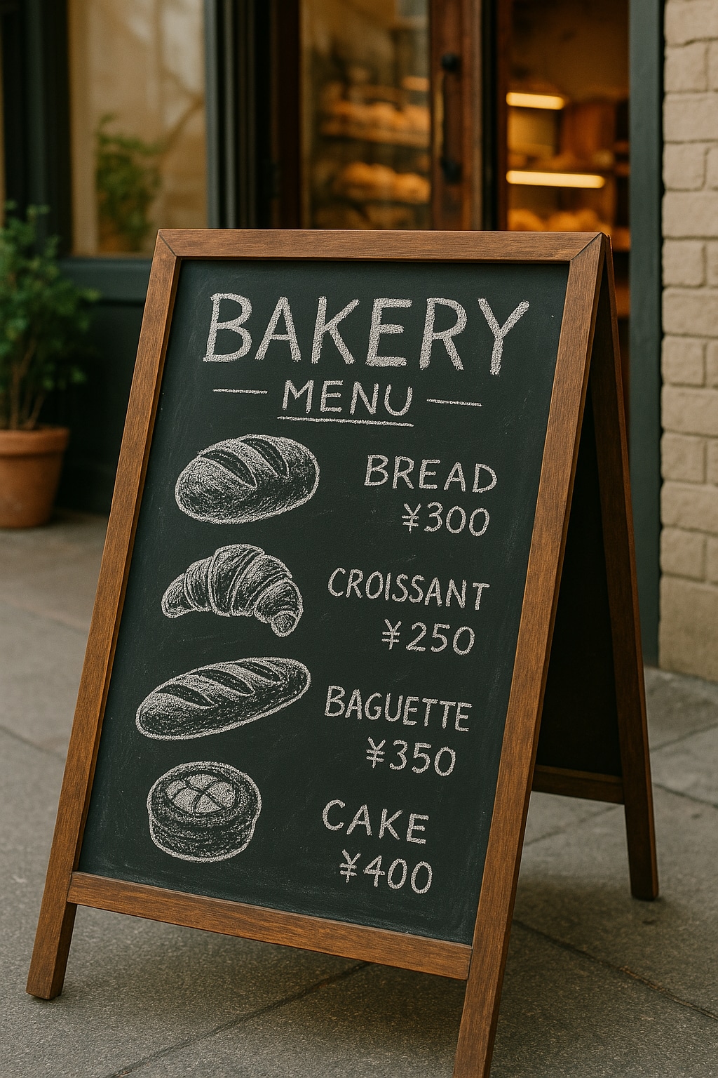 パン屋さんの黒板メニューボード