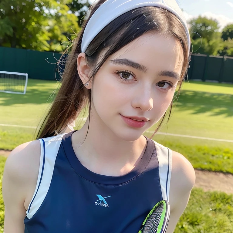 黒髪ロングでテニスウェアの美女８９ | の人気AIイラスト・グラビア