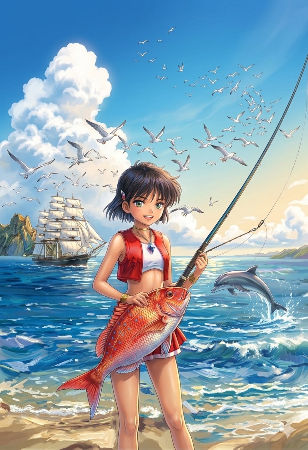 ふしぎの海のナディア「ひさんよう狙い」（油彩風）