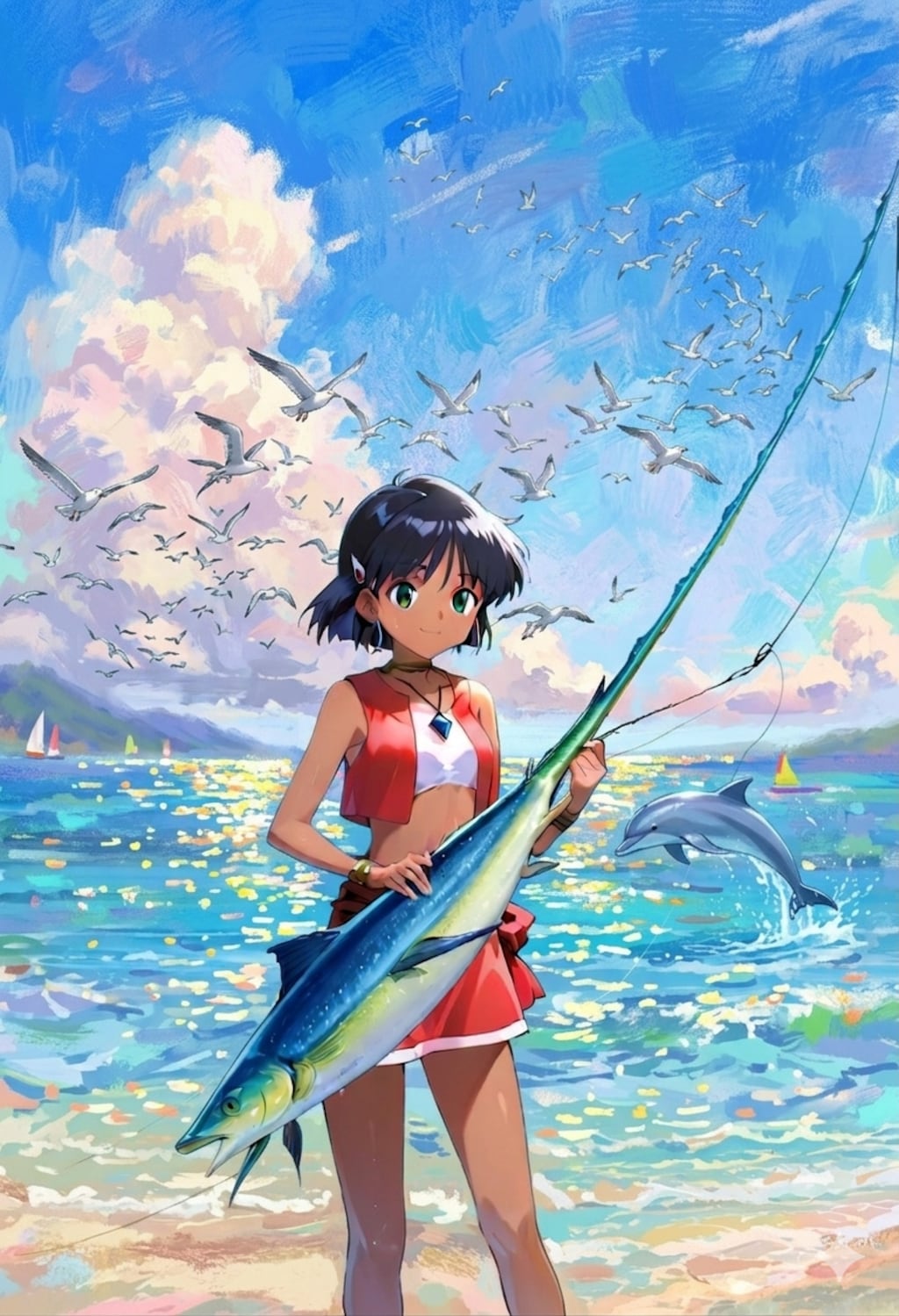 ふしぎの海のナディア「ひさんよう狙い」（油彩風）