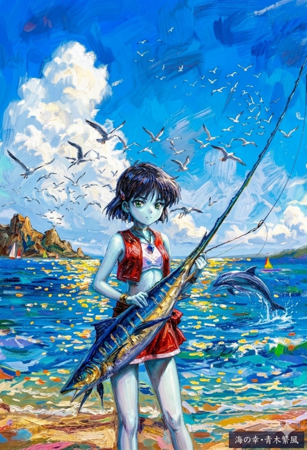ふしぎの海のナディア「ひさんよう狙い」（油彩風）
