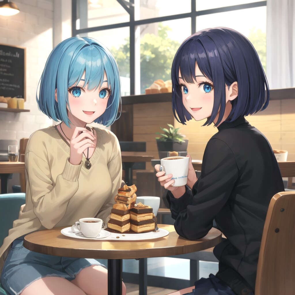 友達とカフェタイム | の人気AIイラスト・グラビア