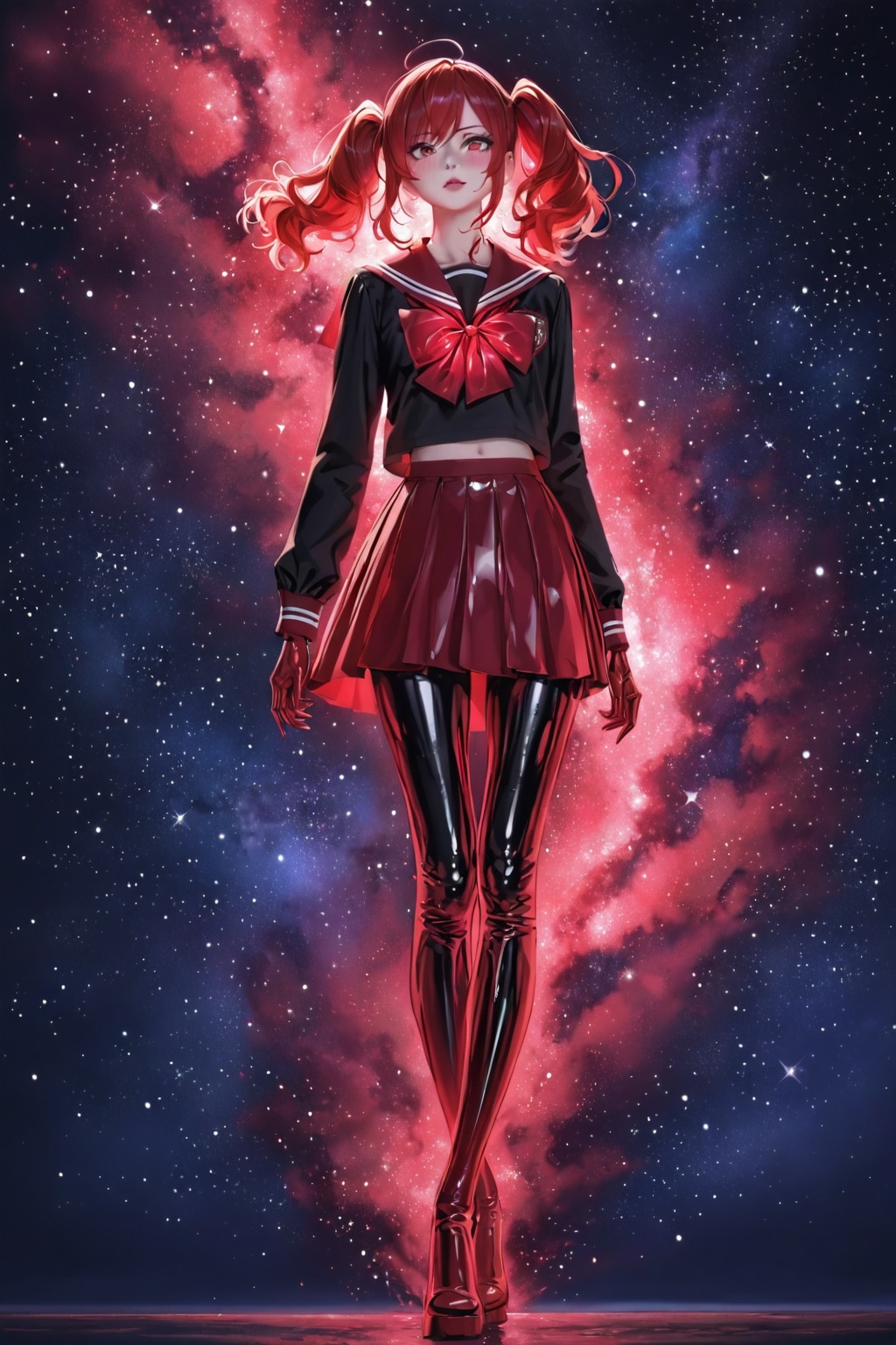 メタリッククリムゾンレッドセーラー服