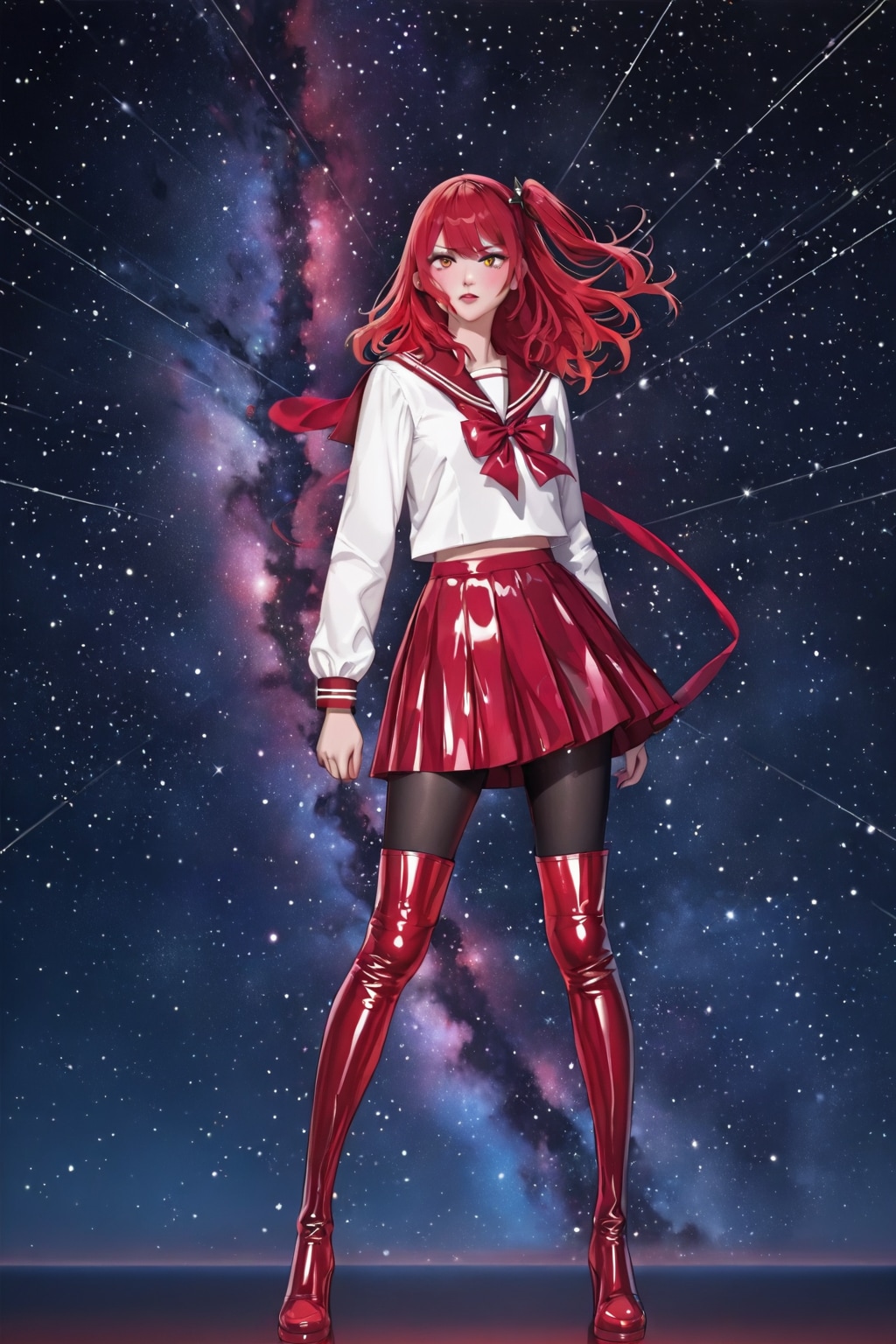 メタリッククリムゾンレッドセーラー服