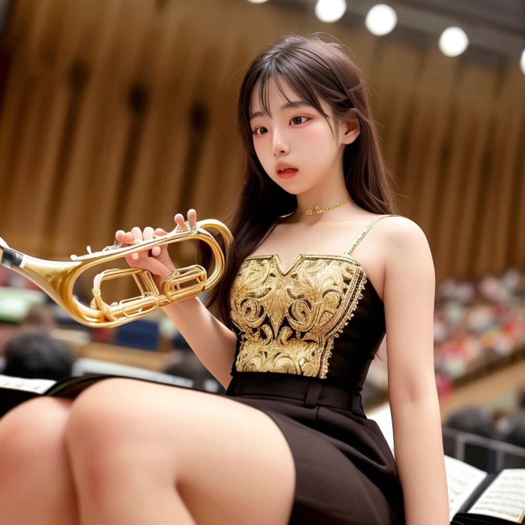 黒髪ロングでブラスバンドの美女８３