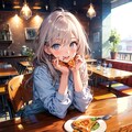 ピザ食べる女の子(試運転) 2枚目