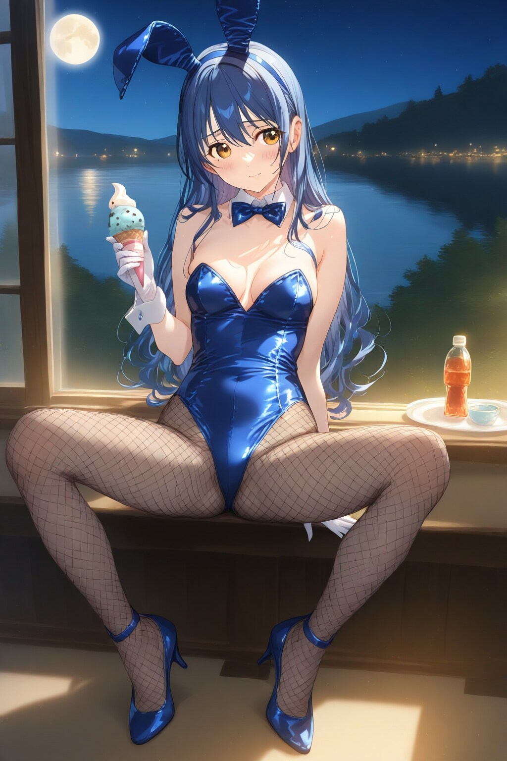 バニー衣装の海未さんと湖畔で