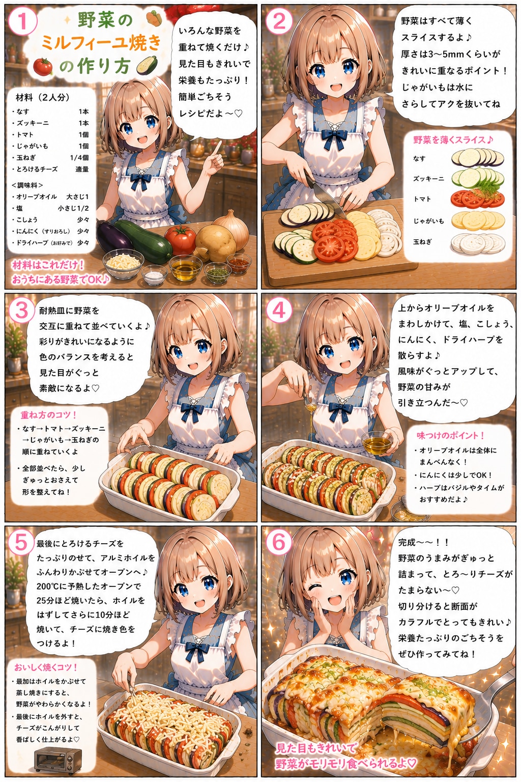 野菜のミルフィーユ焼き | の人気AIイラスト・グラビア