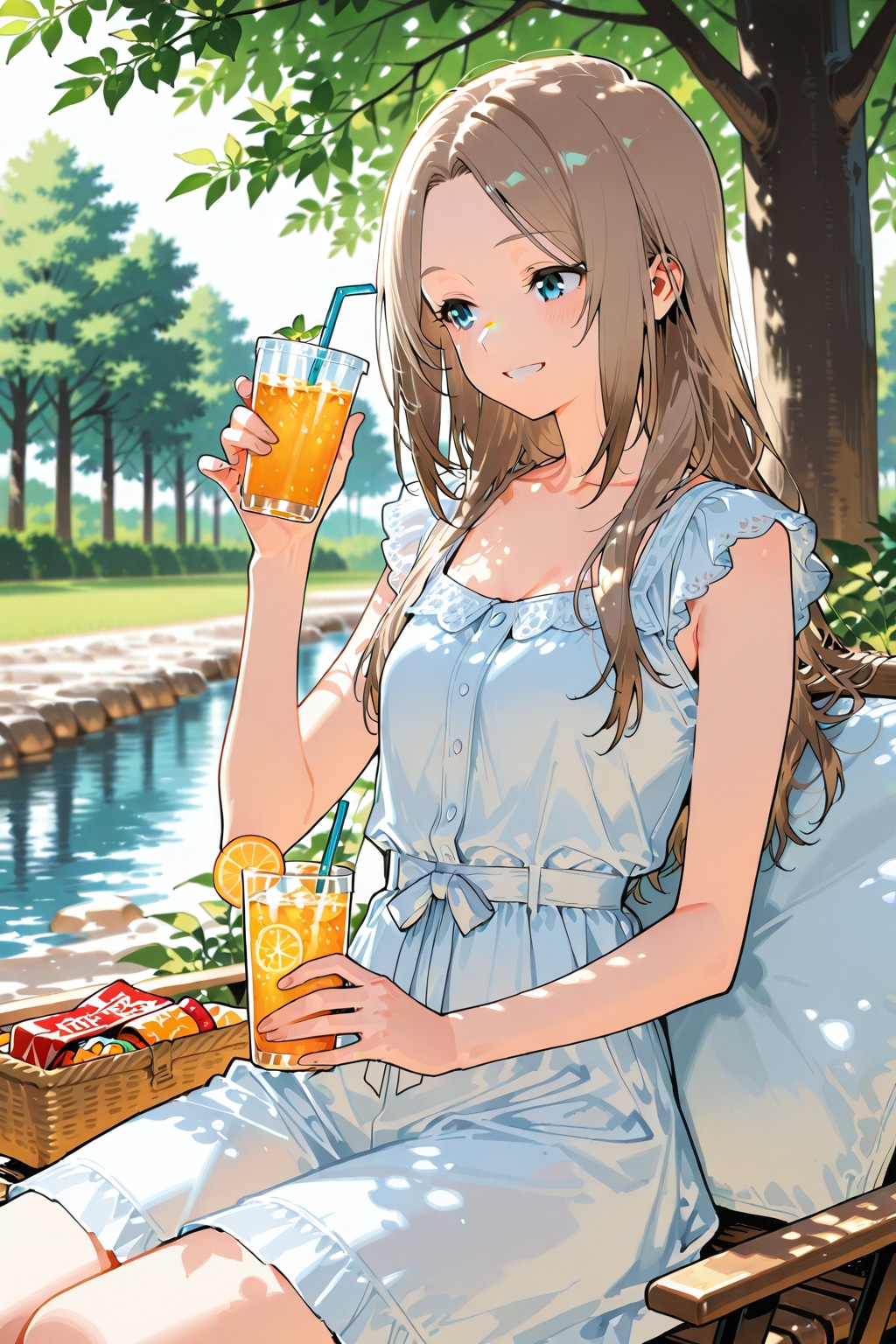 ピクニック、オレンジジュース🍹！贅沢に！