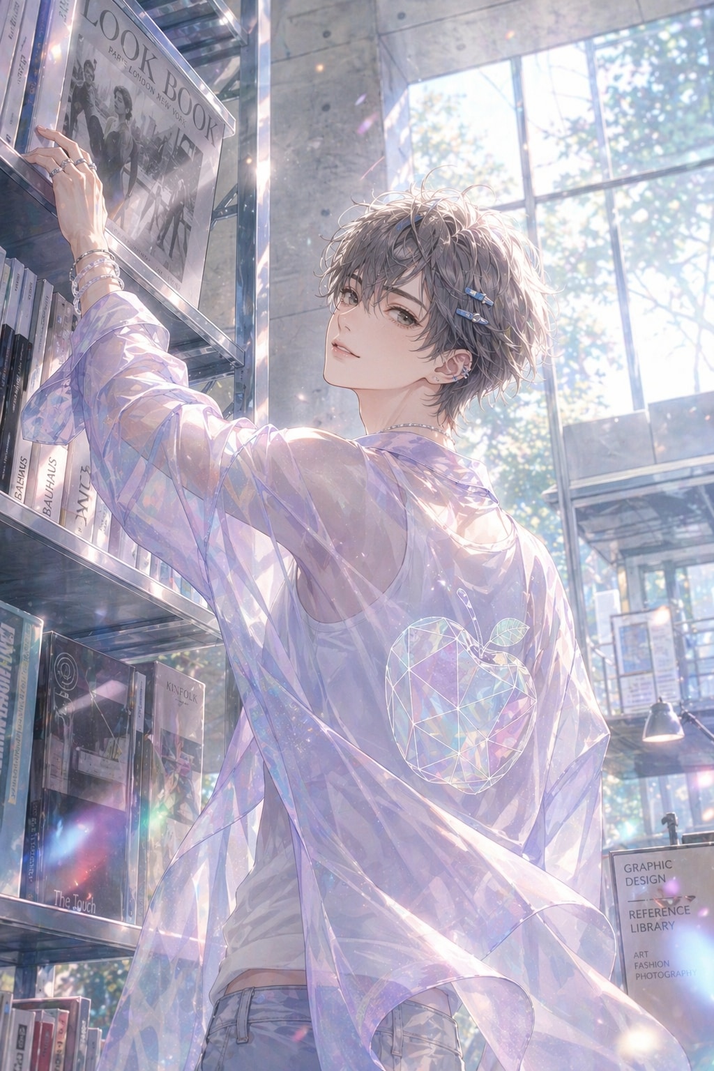 ガーリーな彼は、並ぶ歴史を眺めながら、自分という色を透かしていた。 | の人気AIイラスト・グラビア