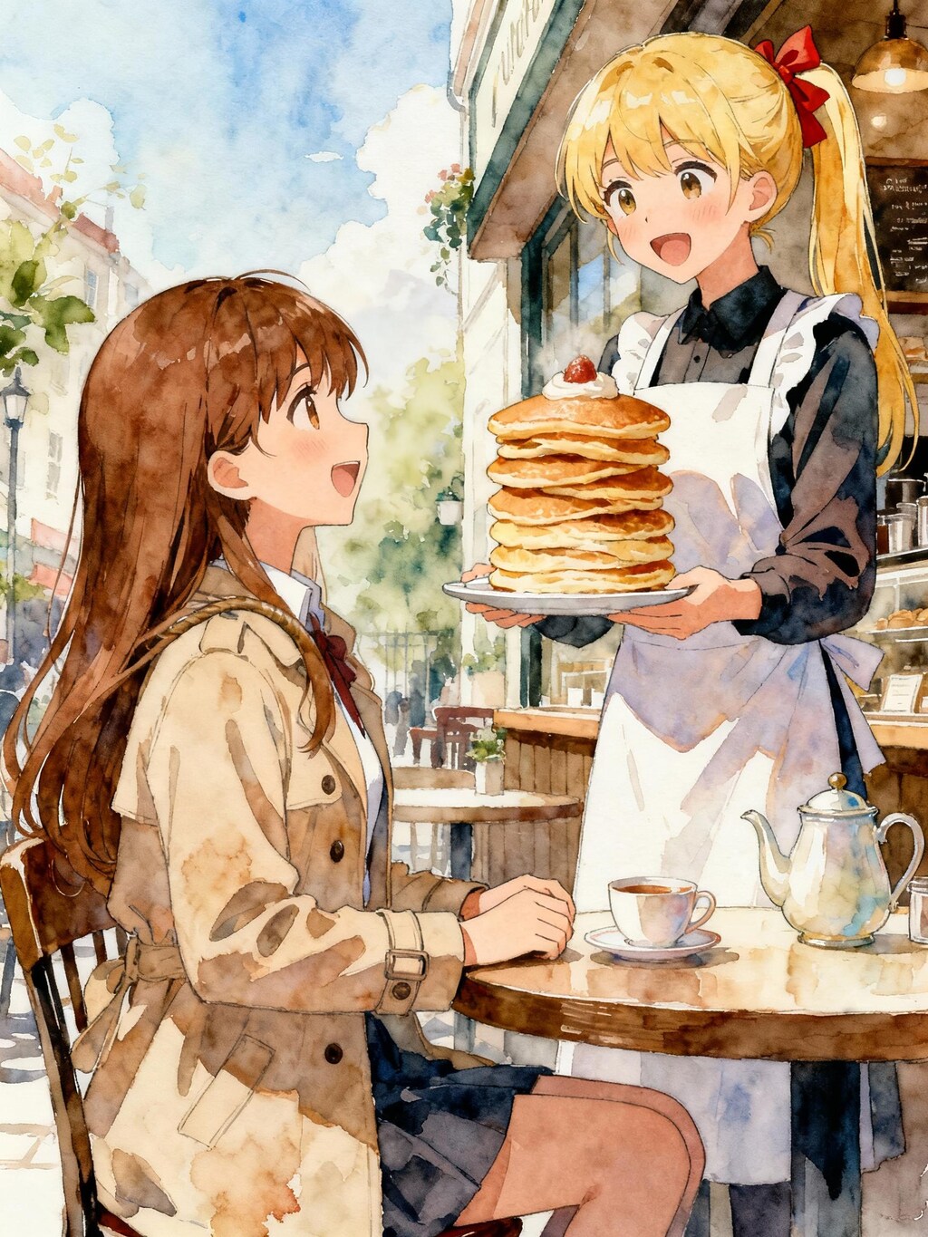 カフェで休憩の少女