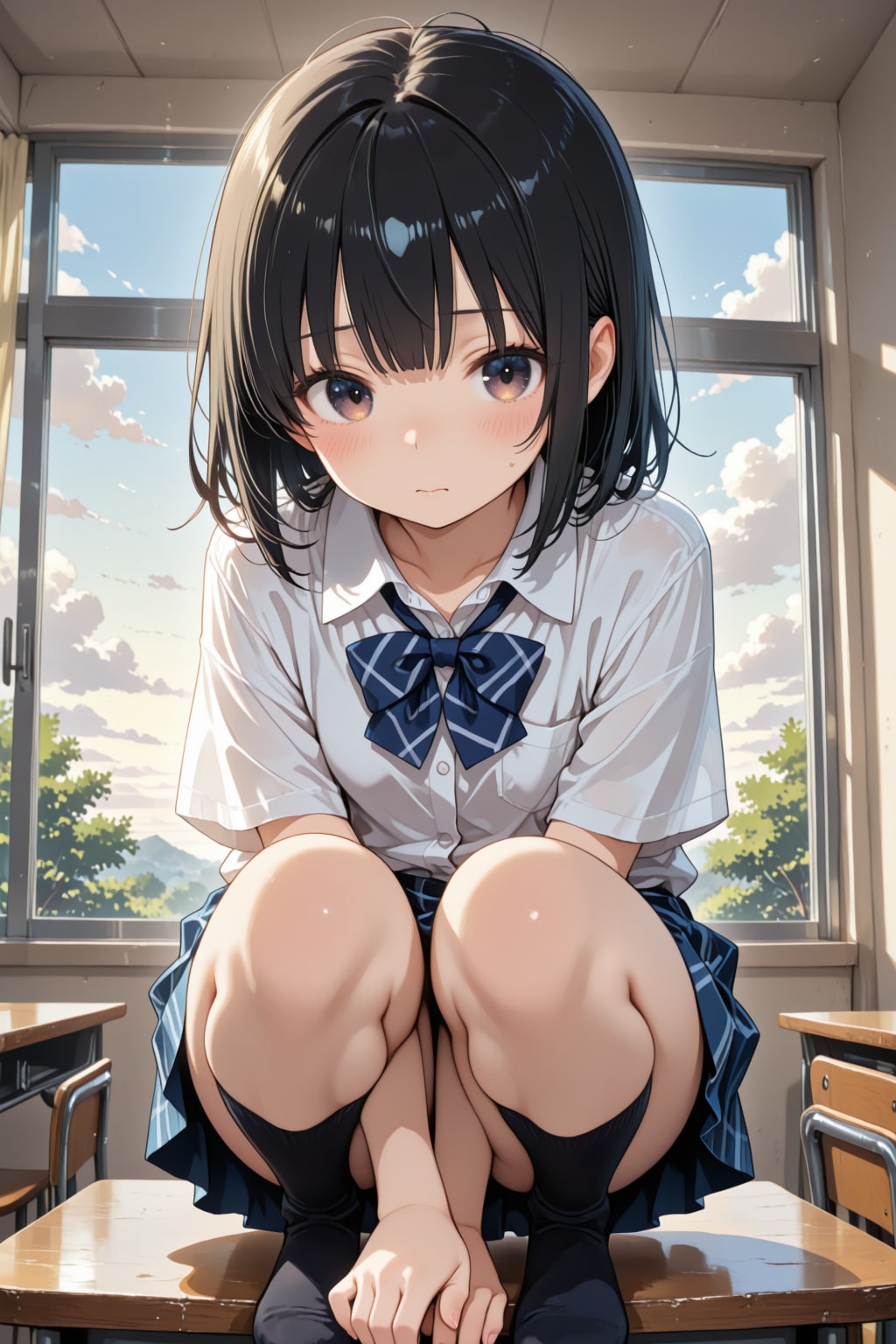 机の上で