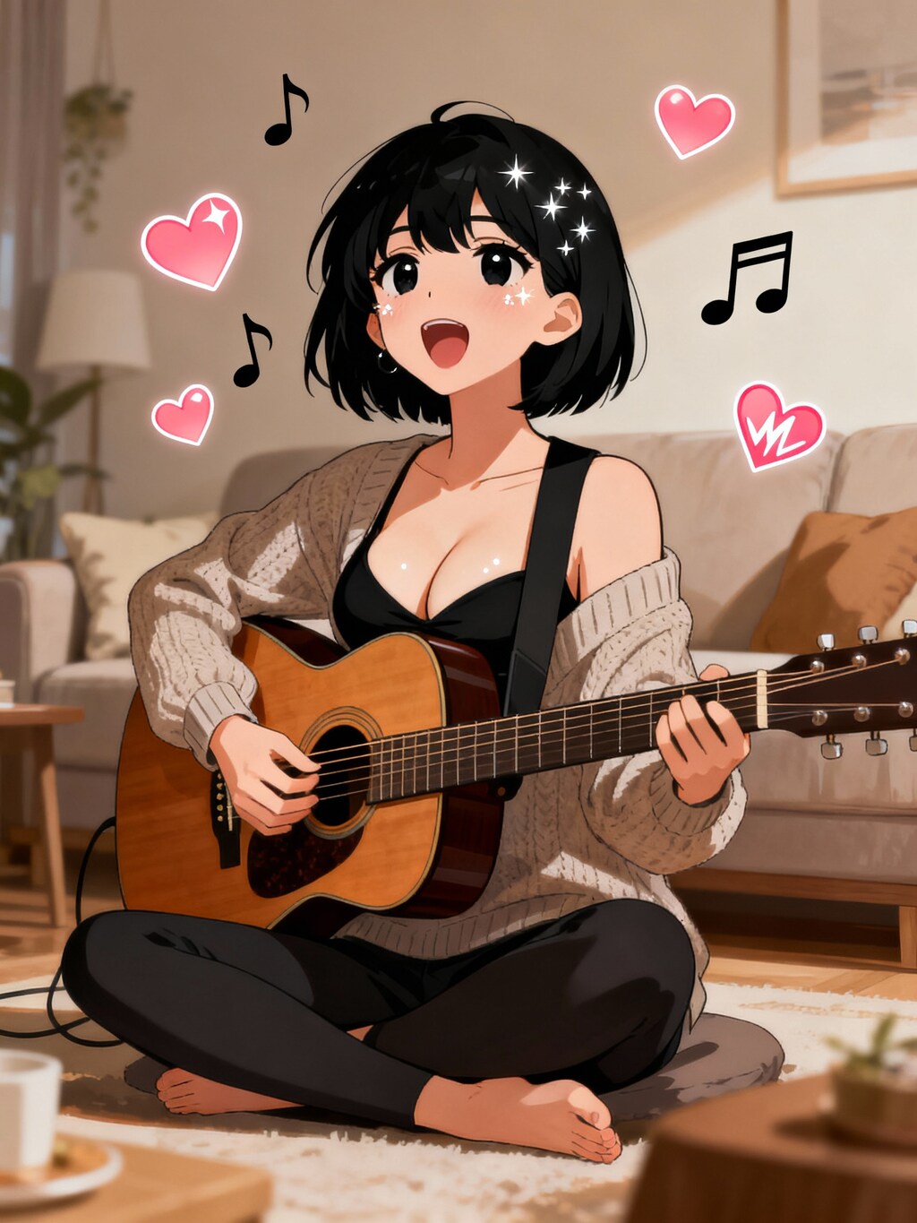 ギターを弾く娘