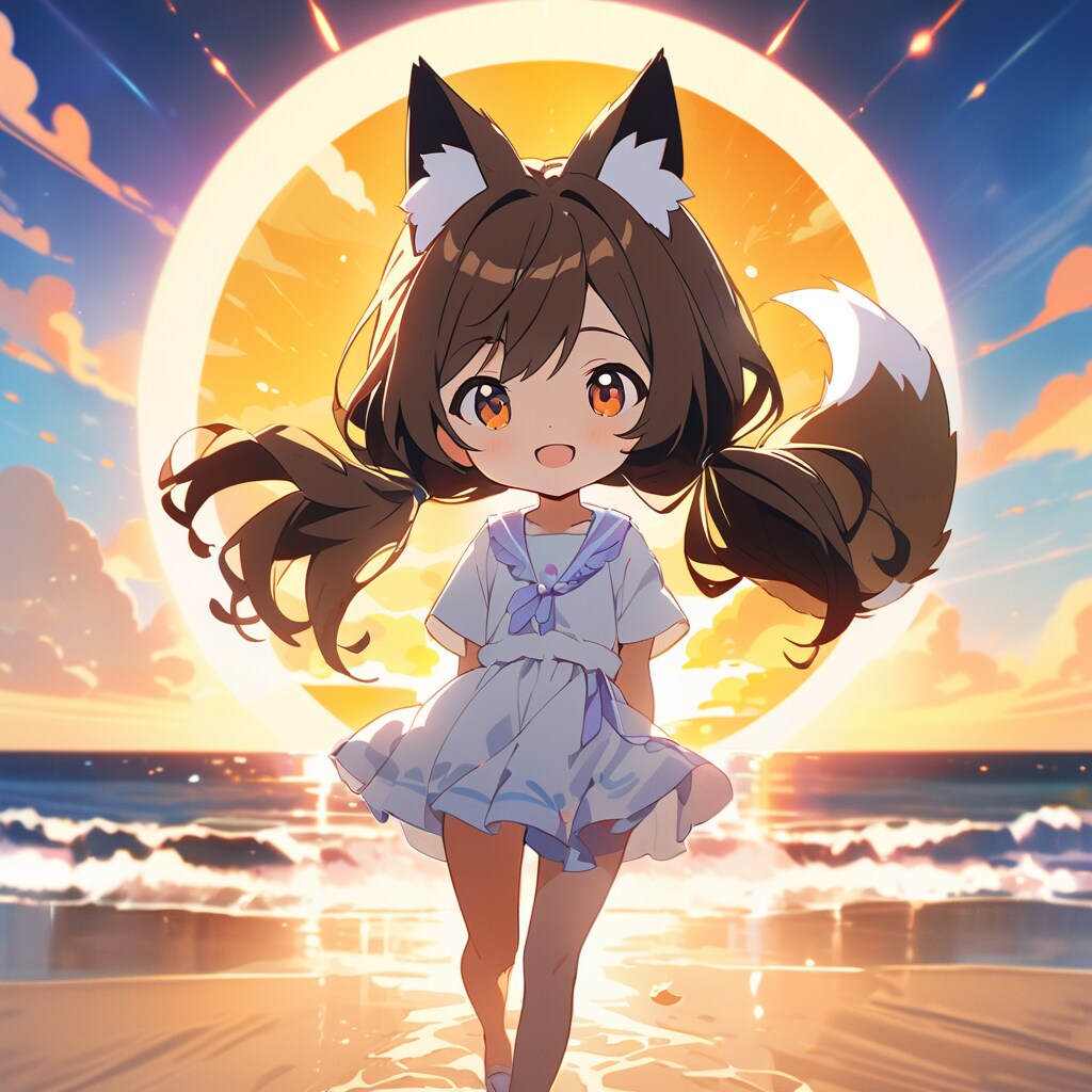 夕暮れ時の妖狐ちゃん