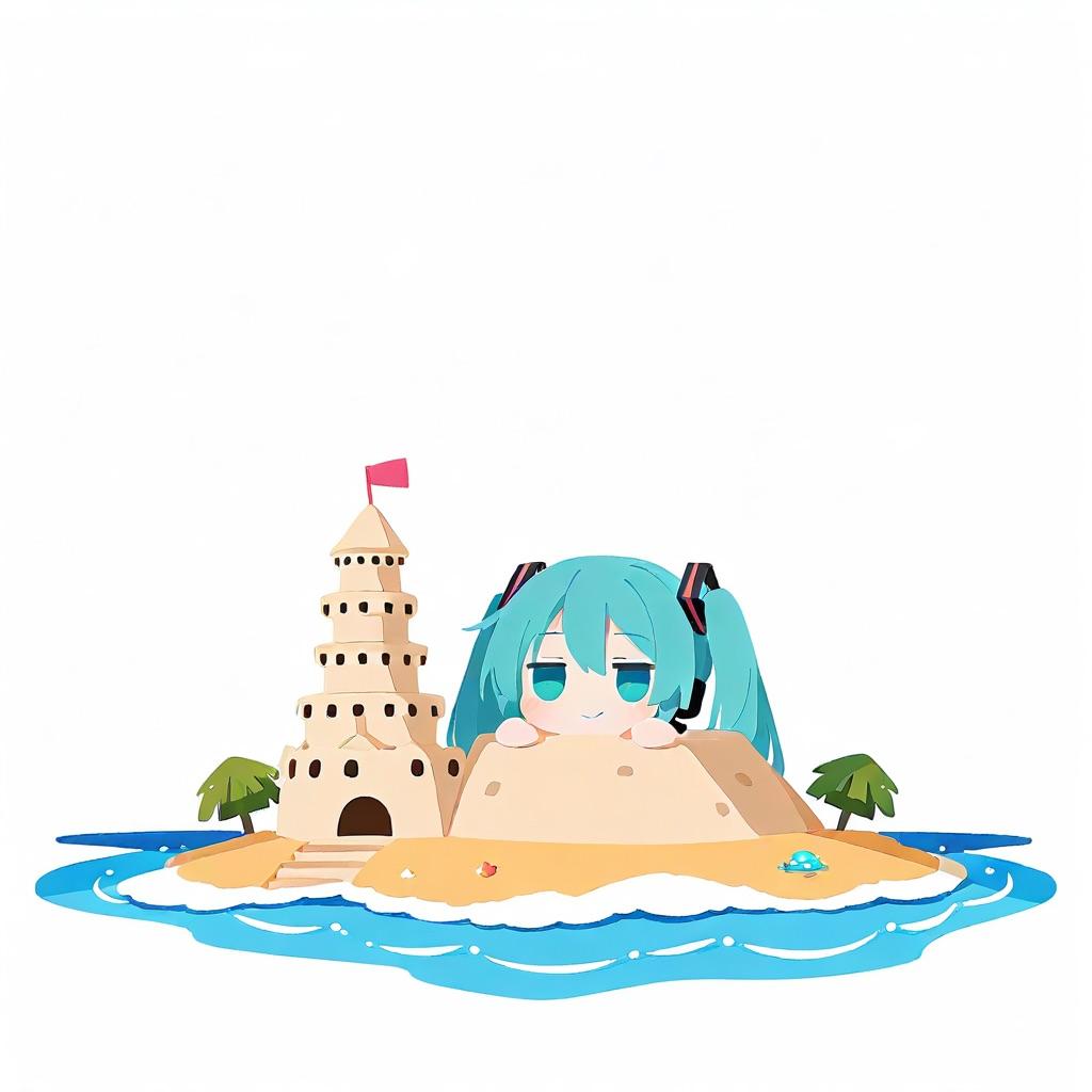 ちびミクさんと砂の城 | の人気AIイラスト・グラビア