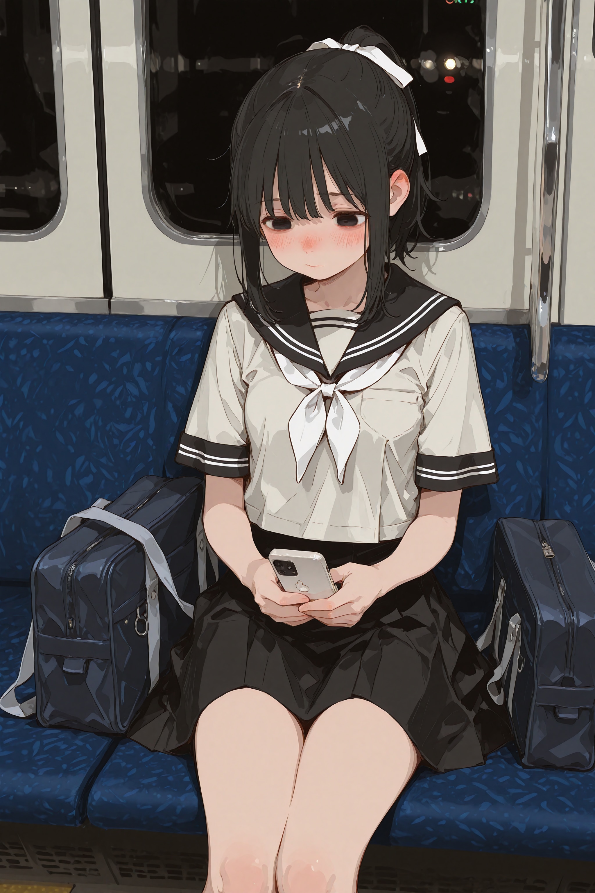 夜の電車の中で