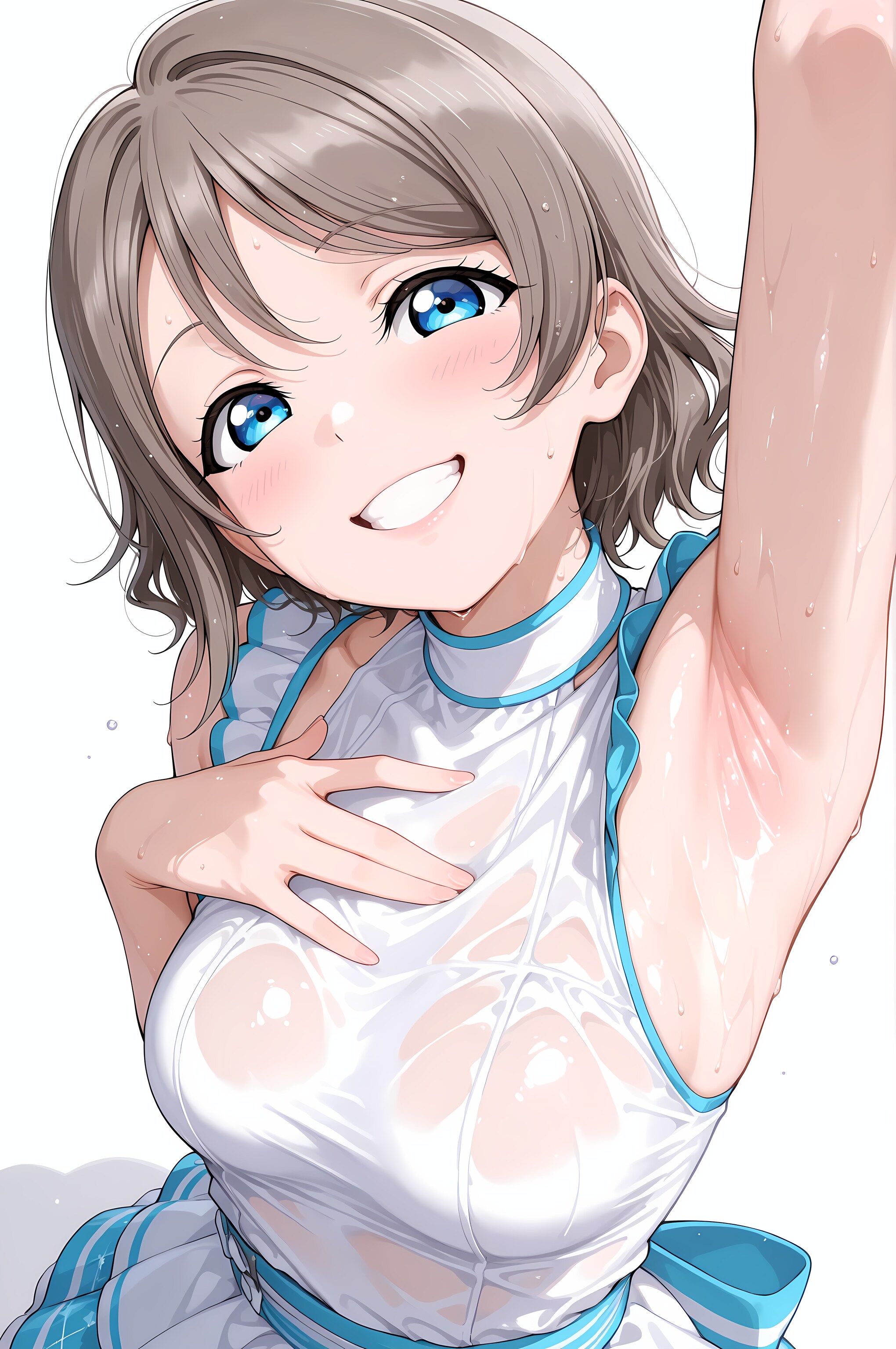 躊躇なく汗だく腋を見せてくれるアイドルさん