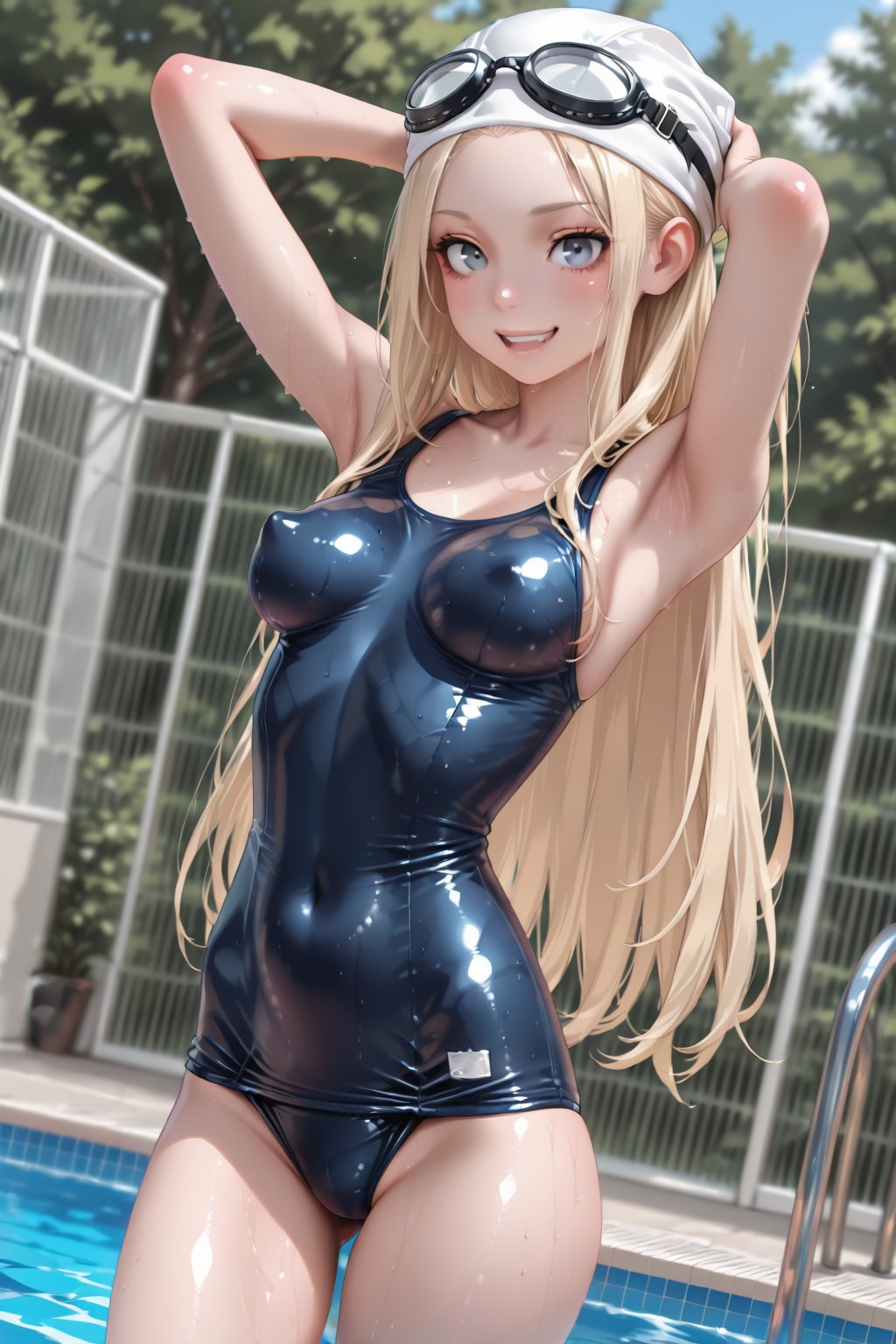 金髪美女はプールの授業も楽しむ