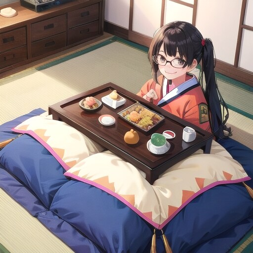 布団で食事