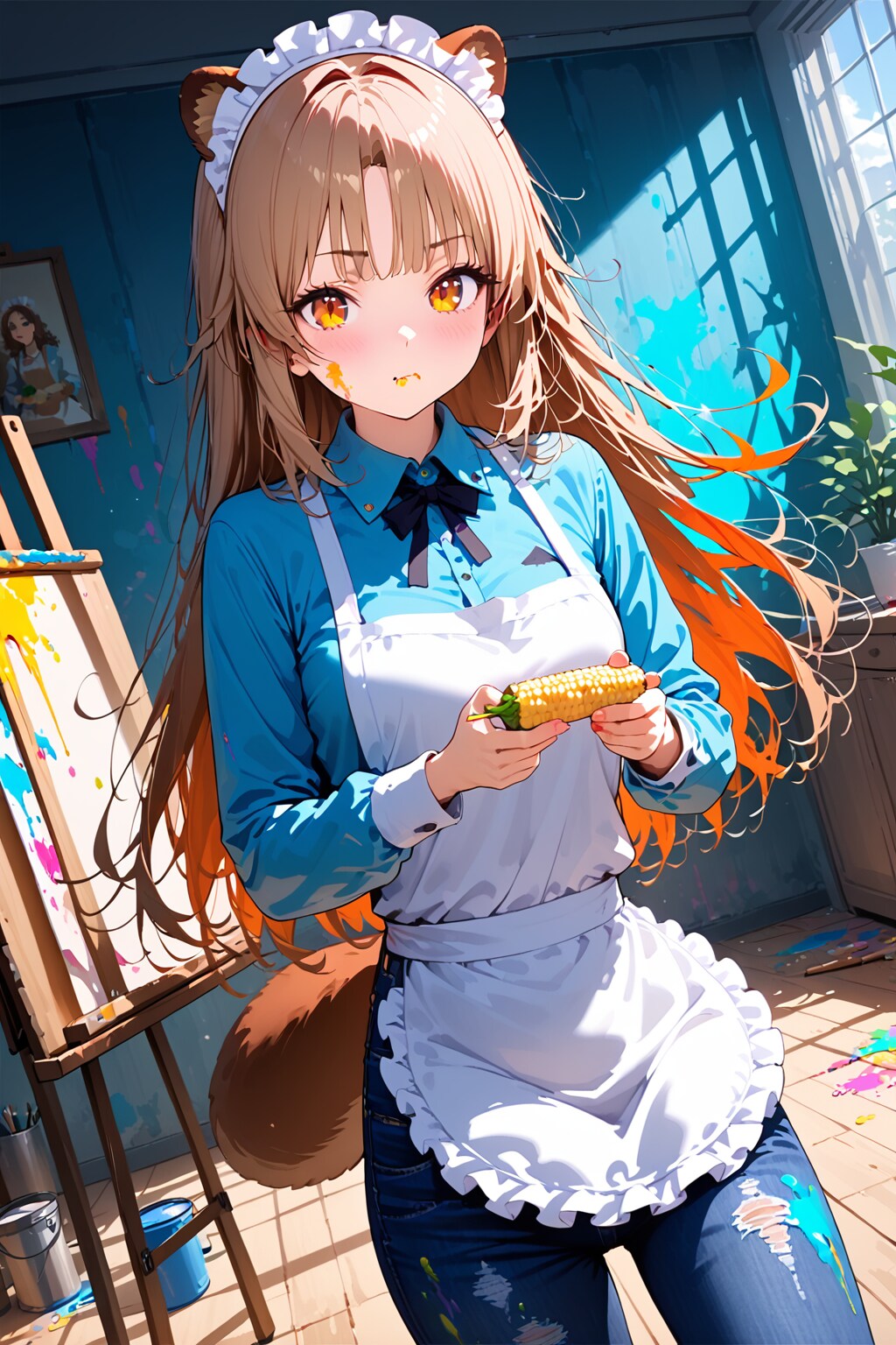 アライグマ画家の腹ごしらえ