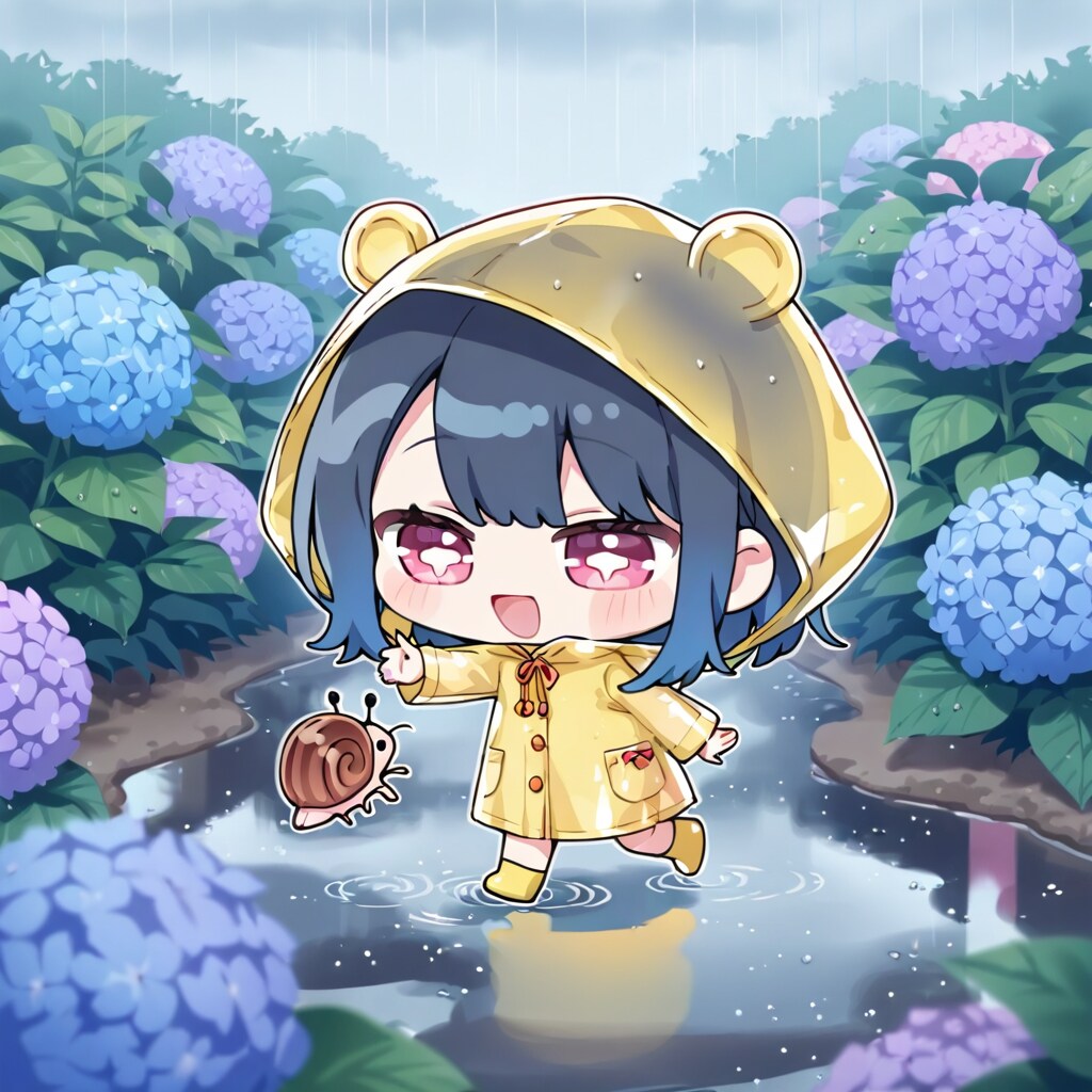雨合羽と紫陽花 | の人気AIイラスト・グラビア