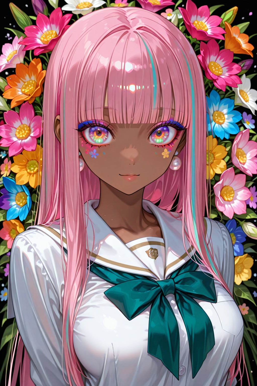 花を背負うマイちゃん