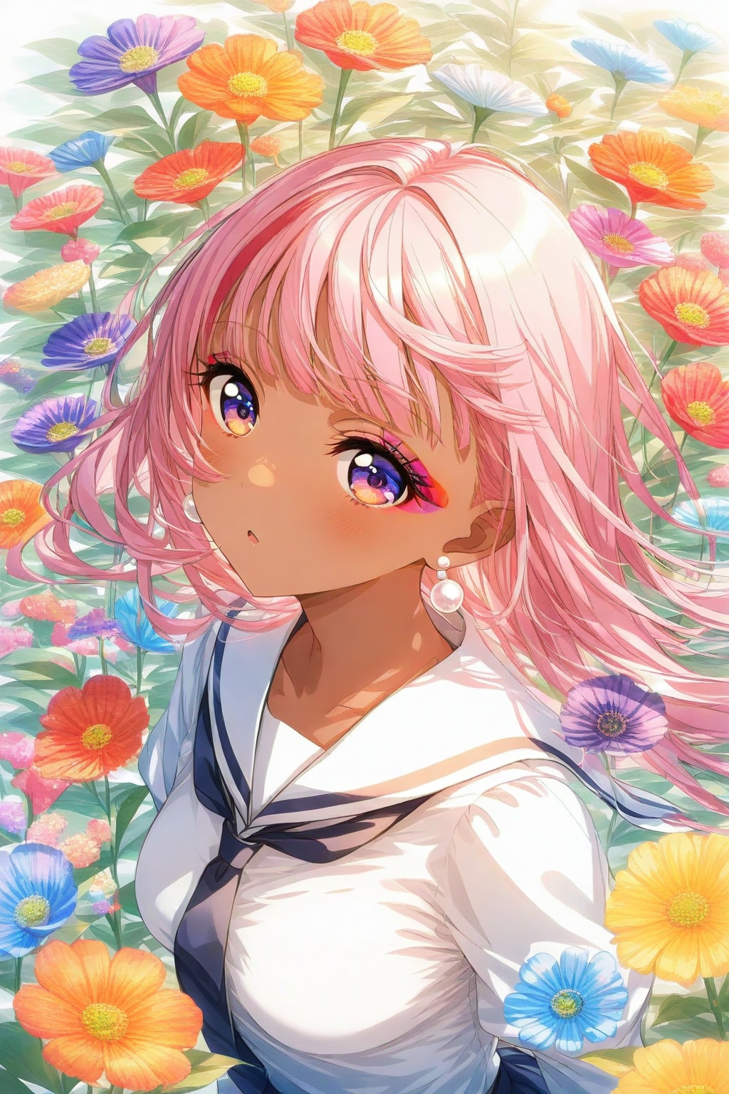 花を背負うマイちゃん