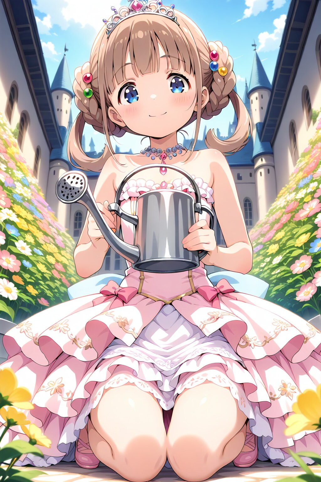 姫様、庭でお花のお世話 | の人気AIイラスト・グラビア