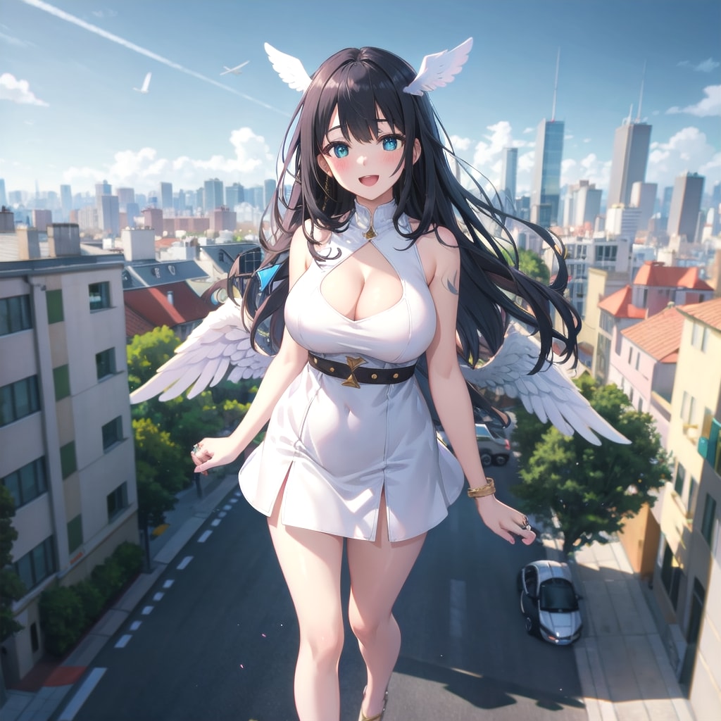 街の上を飛ぶ天使