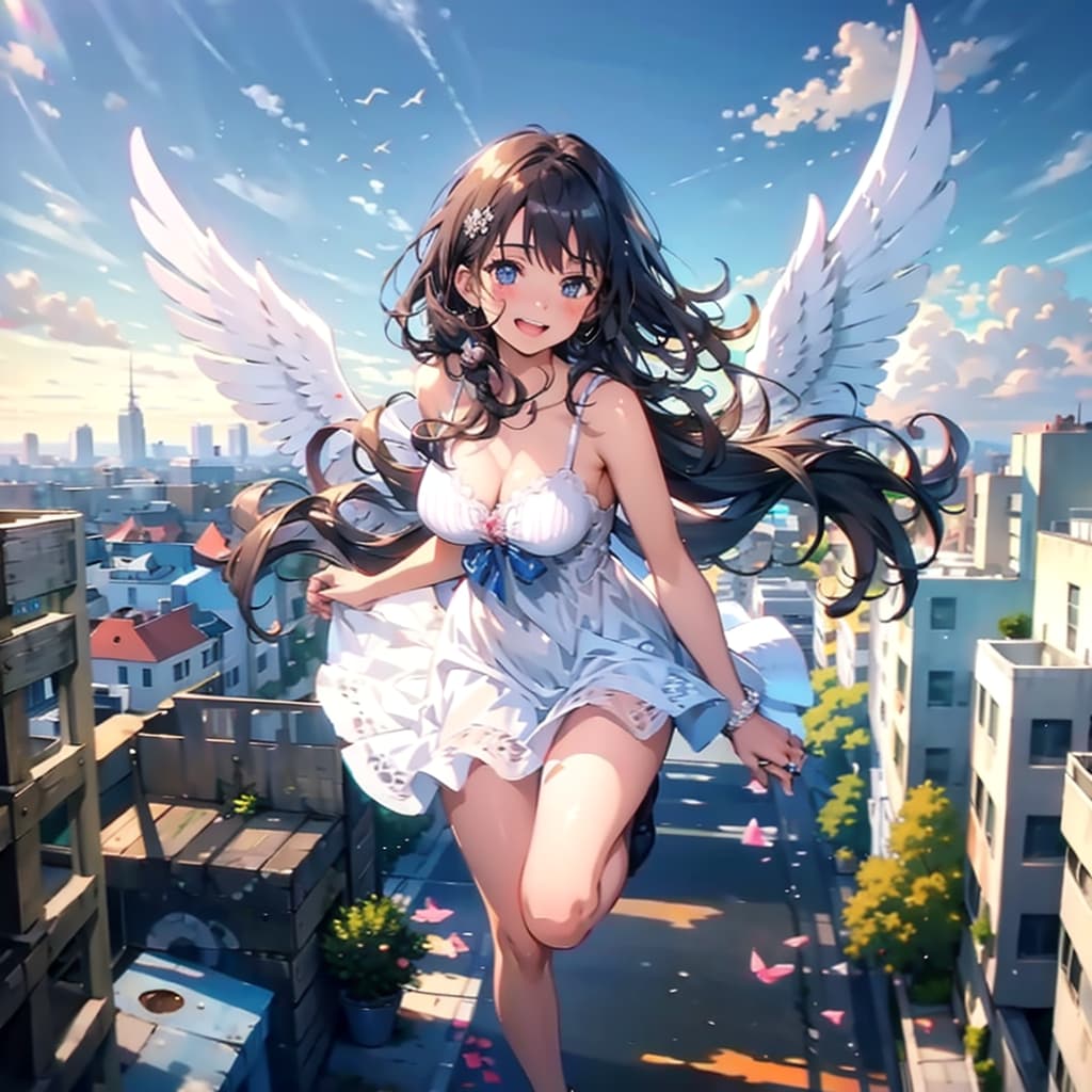 街の上を飛ぶ天使