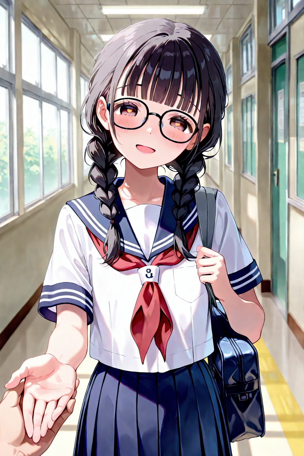 黒髪三つ編み眼鏡っ娘