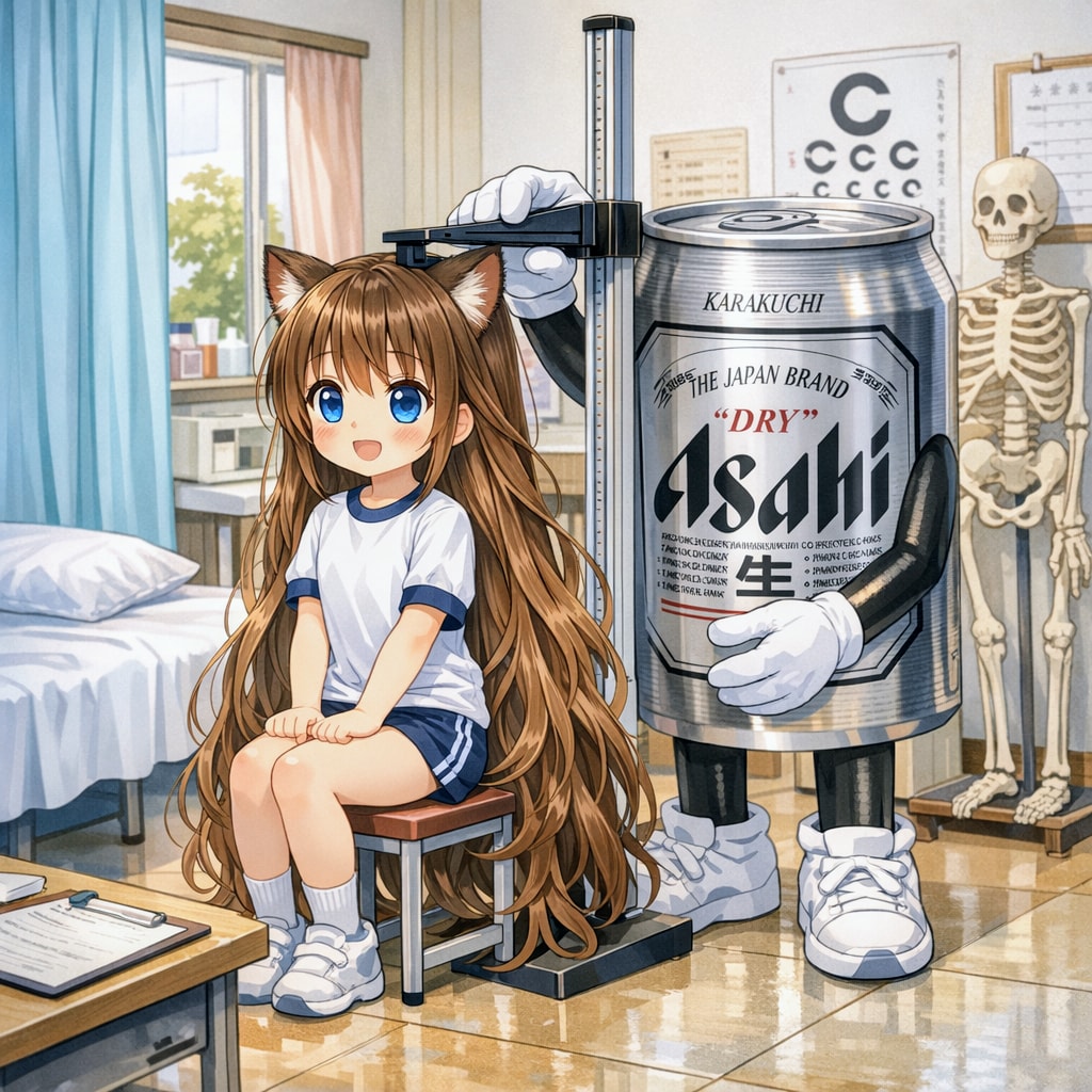 座高を測る小さな女の子