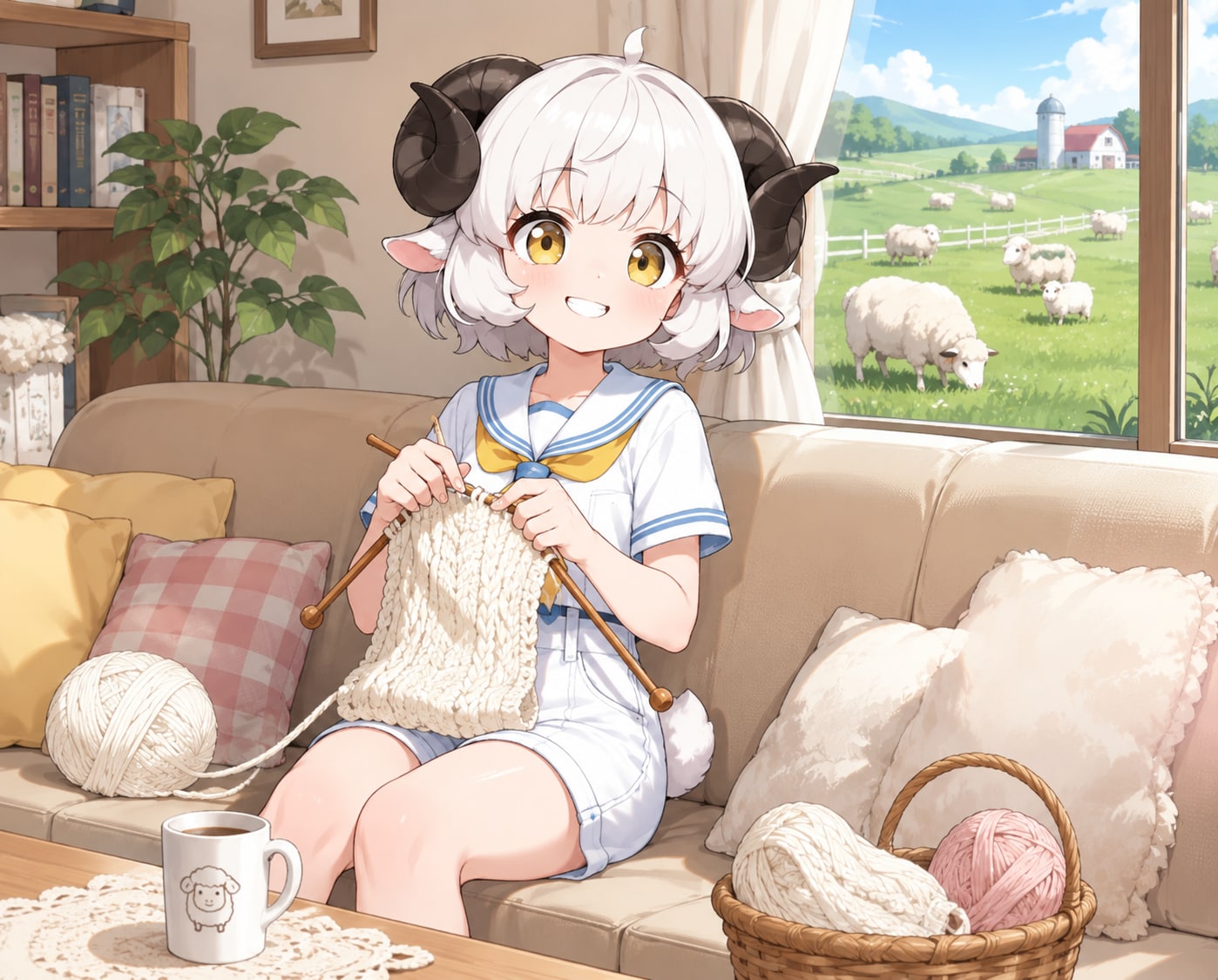 編み物をするメイちゃん♡