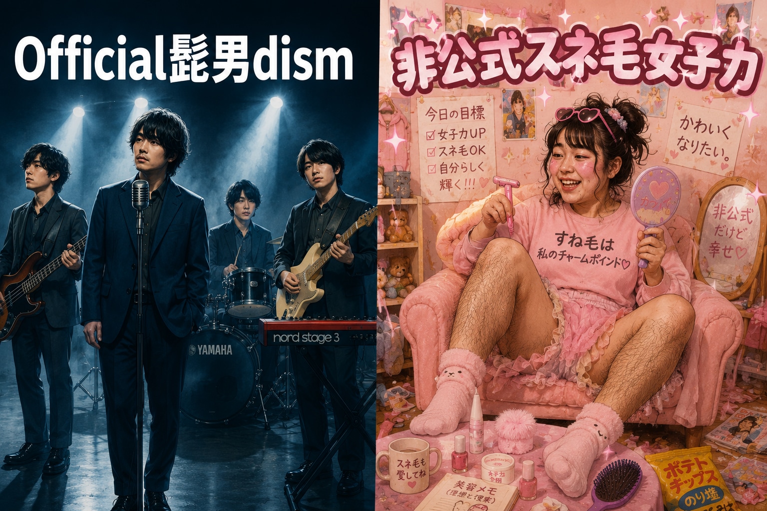 髭男とスネ女