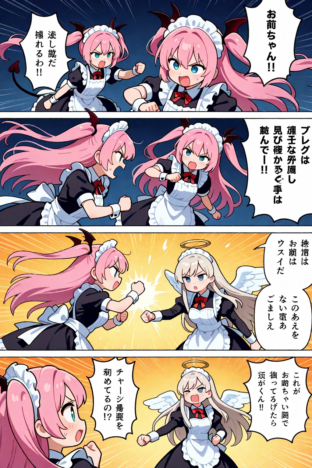 ４コママンガ メイドカフェ天使と悪魔