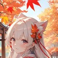 秋の紅葉と巫女 3枚目